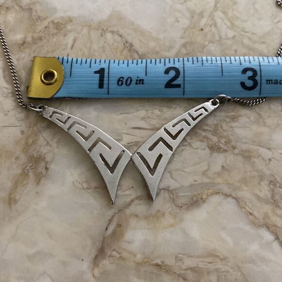 925 Sterling Silver Greek Key 1980’s Butterfly Necklace - Picture 10 of 11